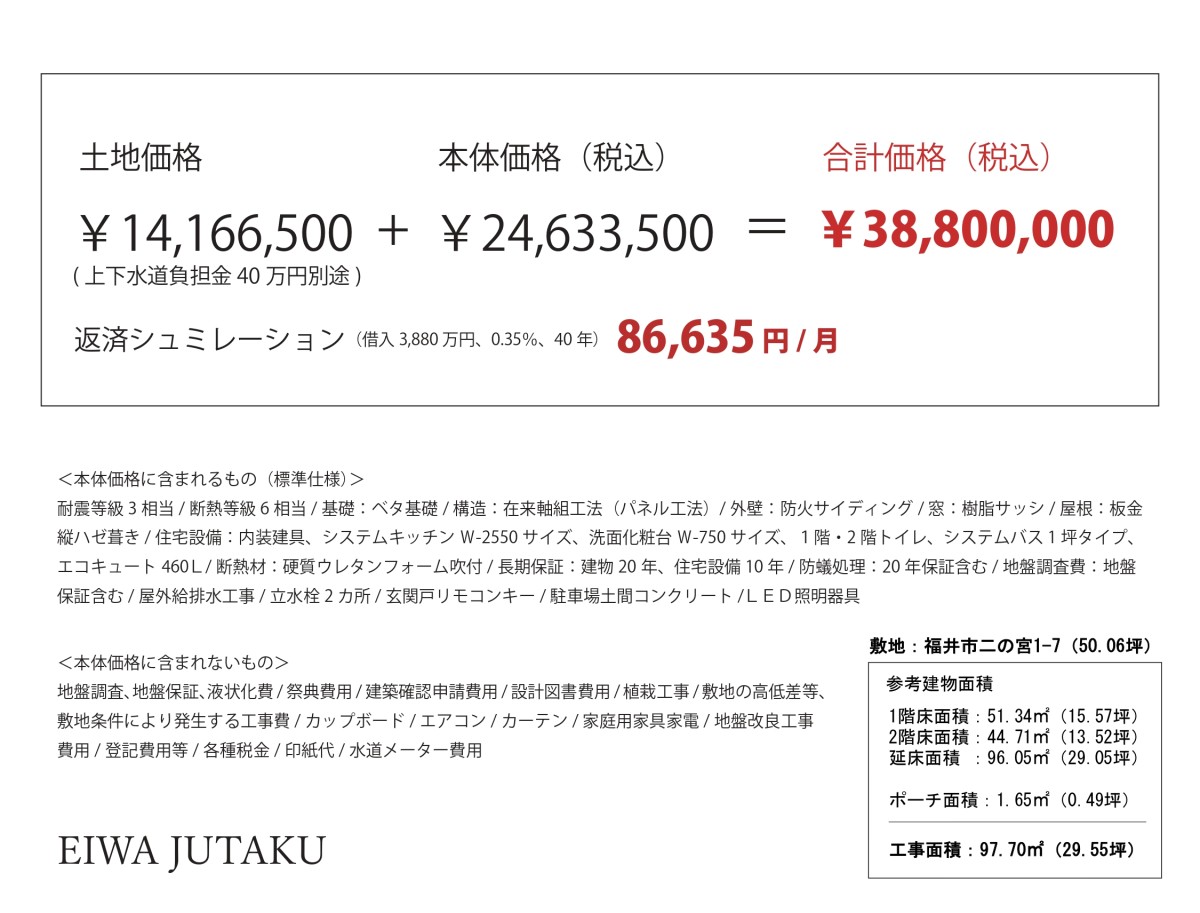 《福井市二の宮分譲地》売建プラン★区画1-7★